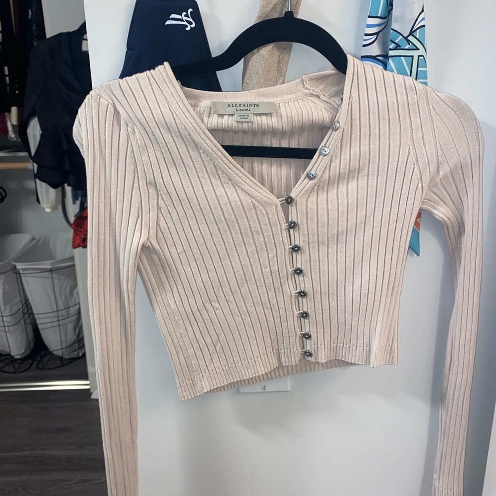 AllSaints ribbed crop cardigan